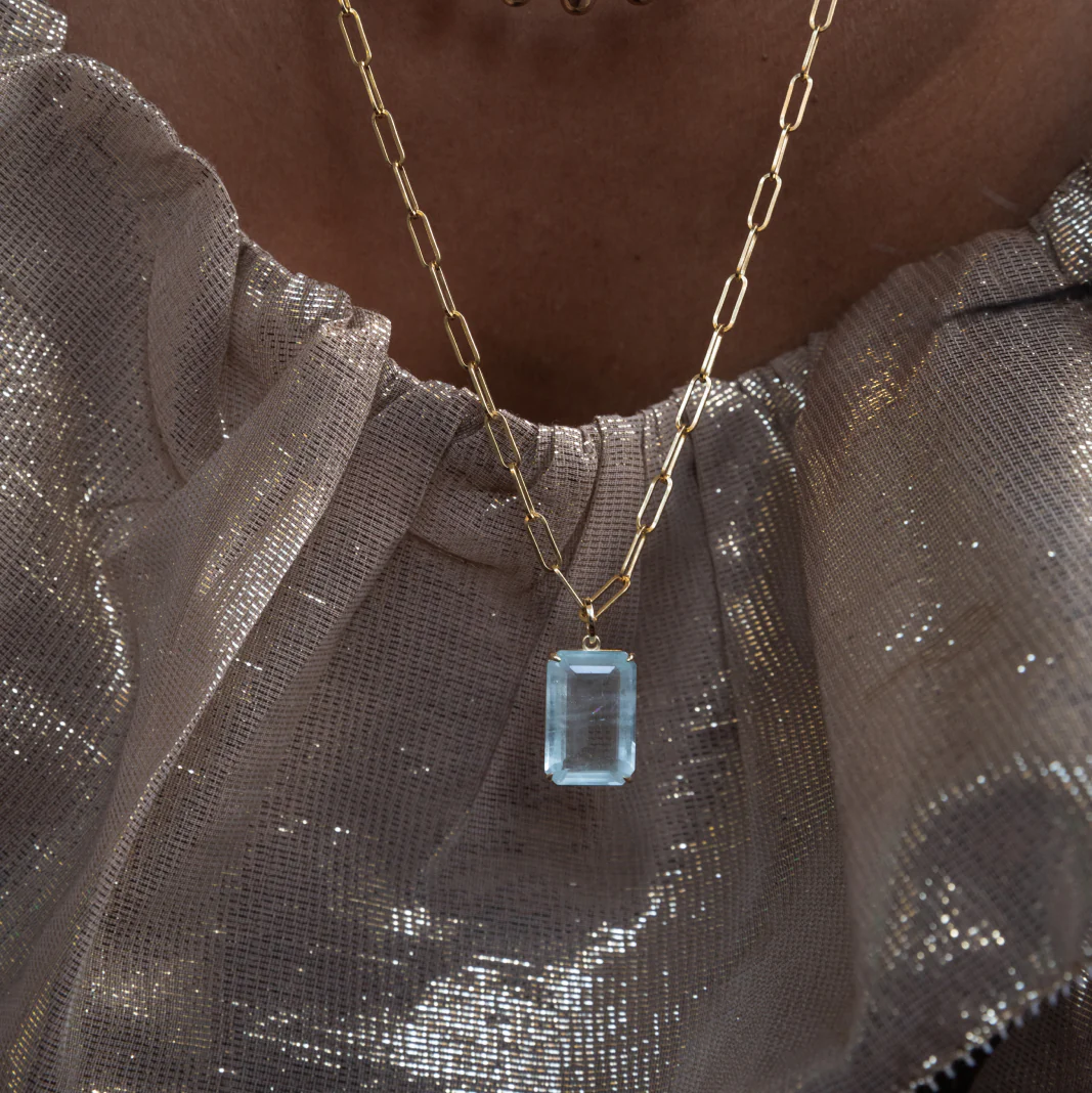 LARGE AQUAMARINE PRONG SET CHARM - Image 2