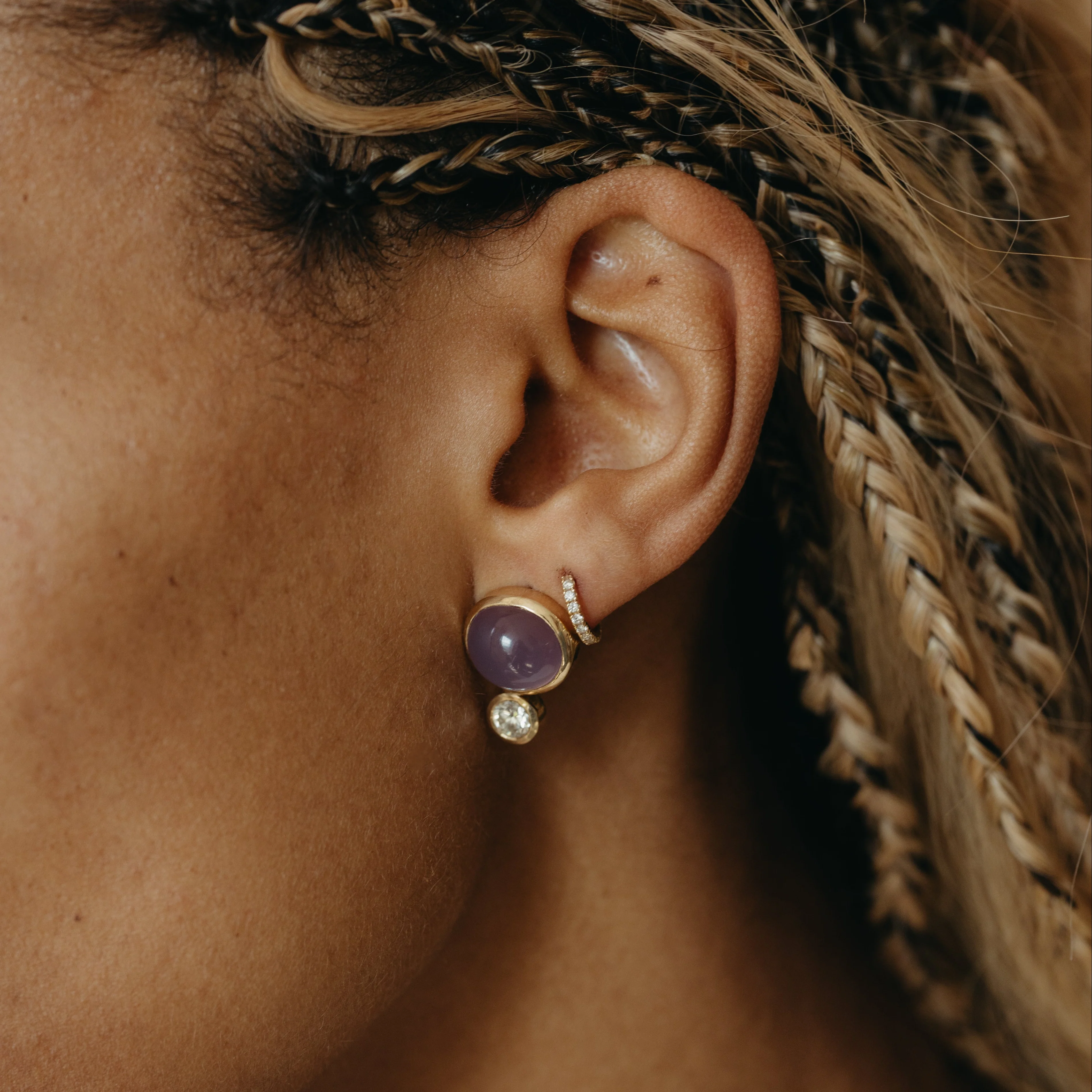 Lavender Chalcedony & Diamond Earrings - Image 3