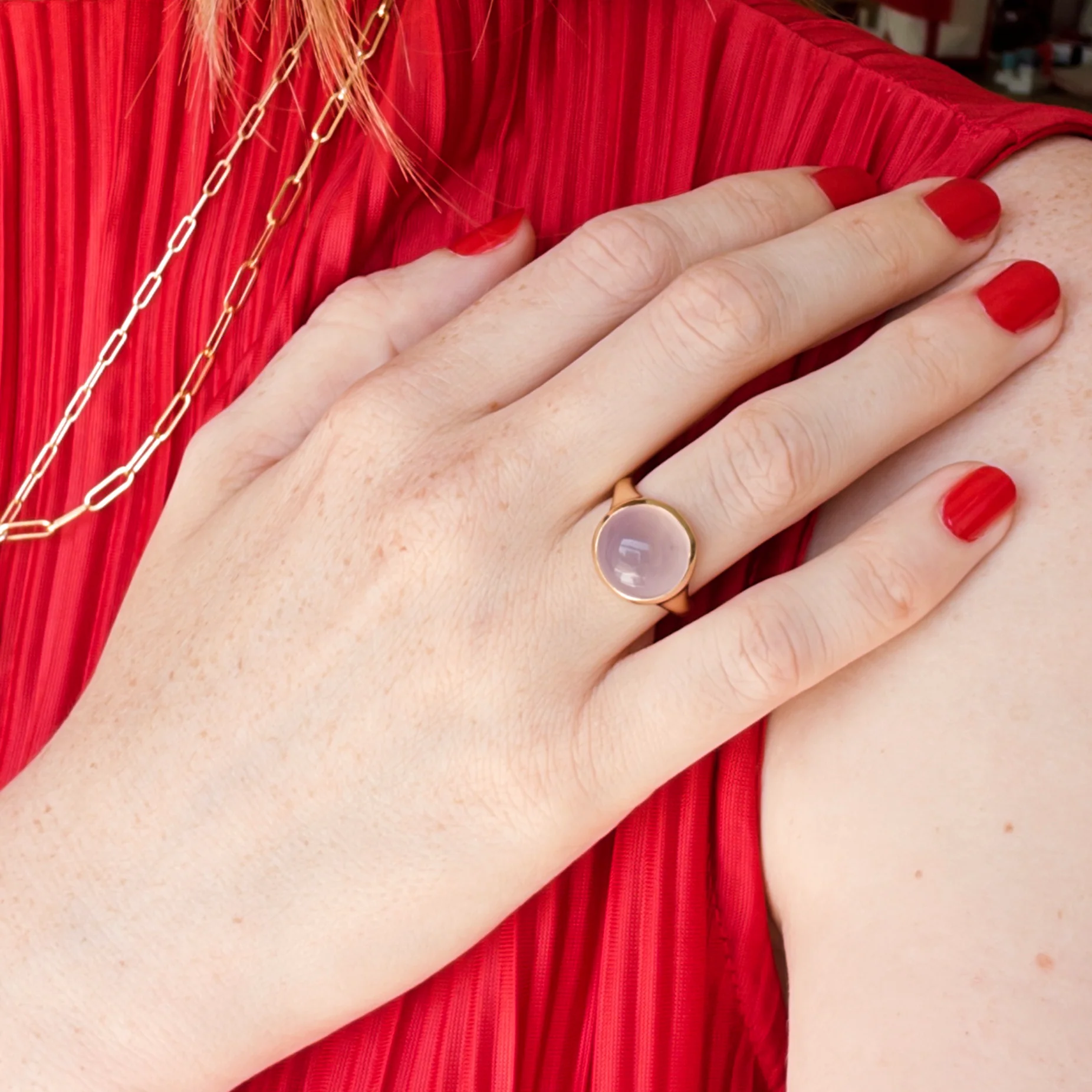 8.09ct Lavender Chalcedony Signet Ring - Image 6