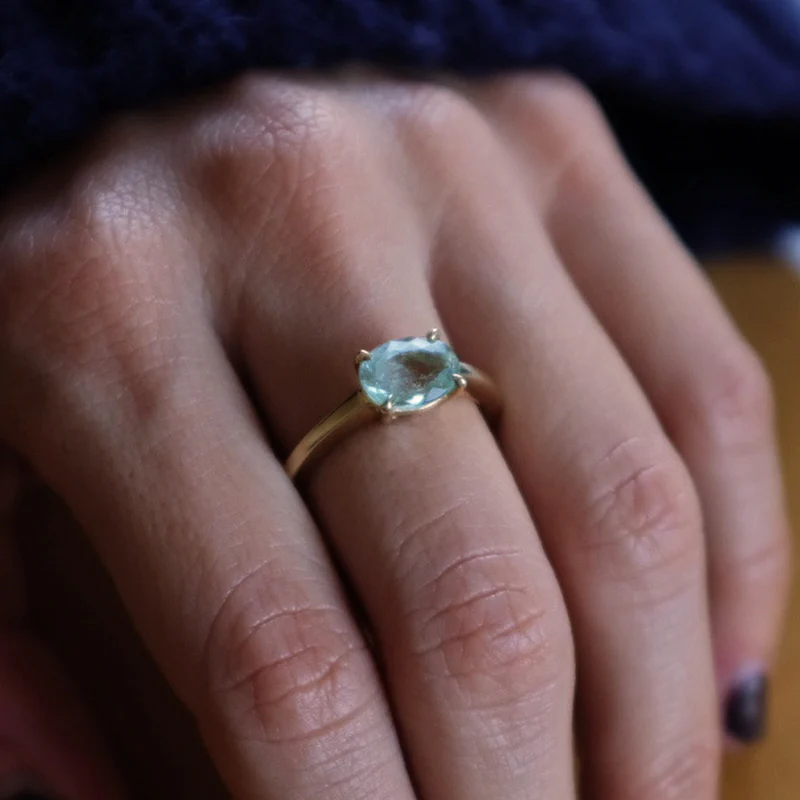 LIGHT GREEN TOURMALINE PRONG RING - Image 5