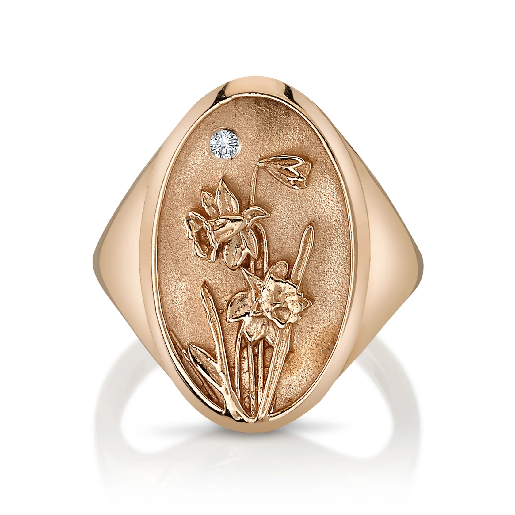 March Birth Flower Signet Ring - Image 5