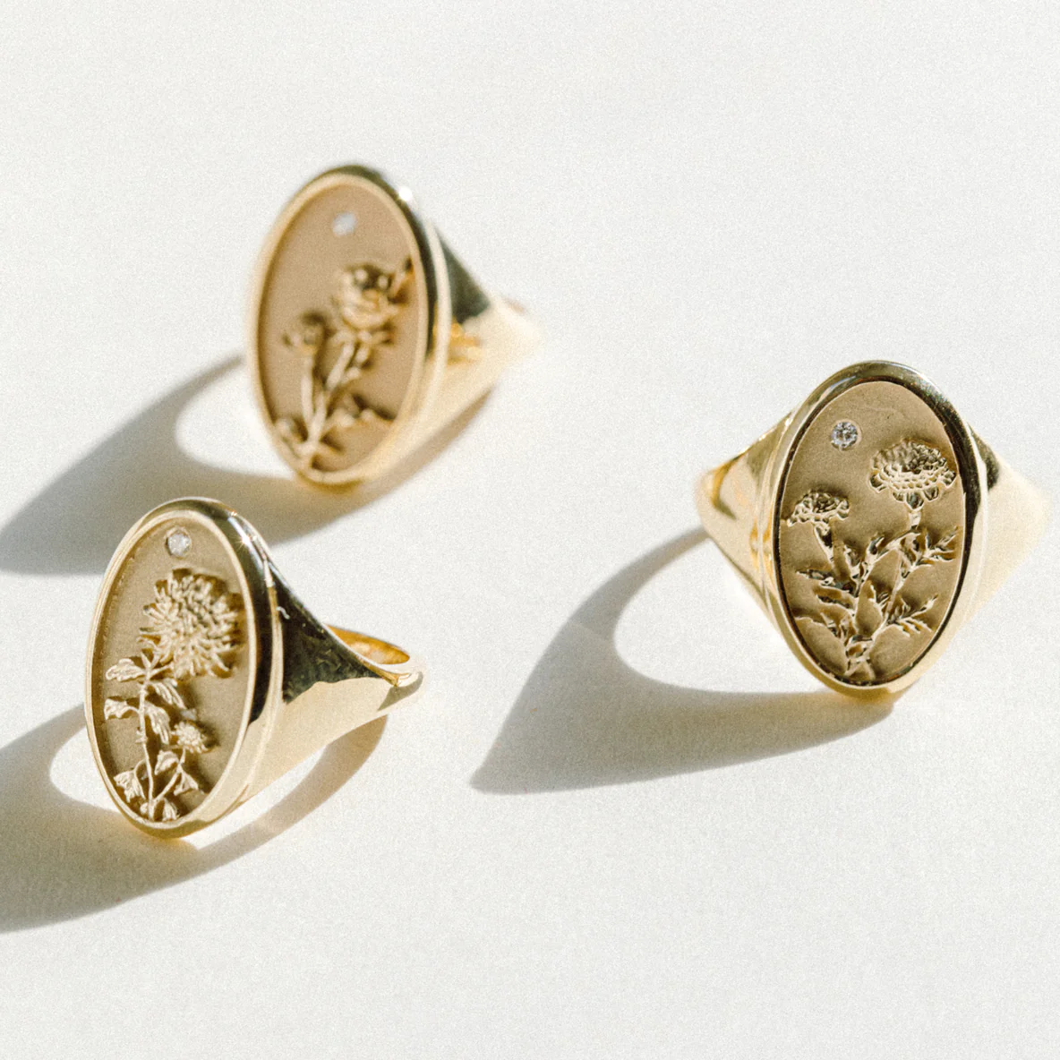 March Birth Flower Signet Ring - Image 7