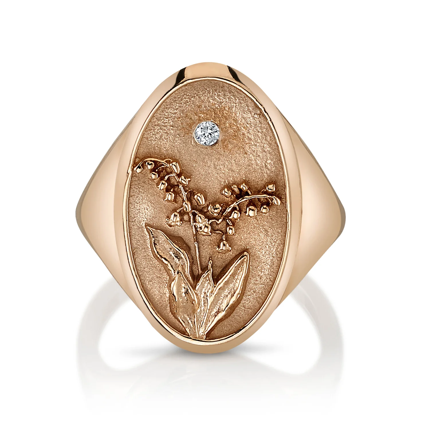 May Birth Flower Signet Ring - Image 2