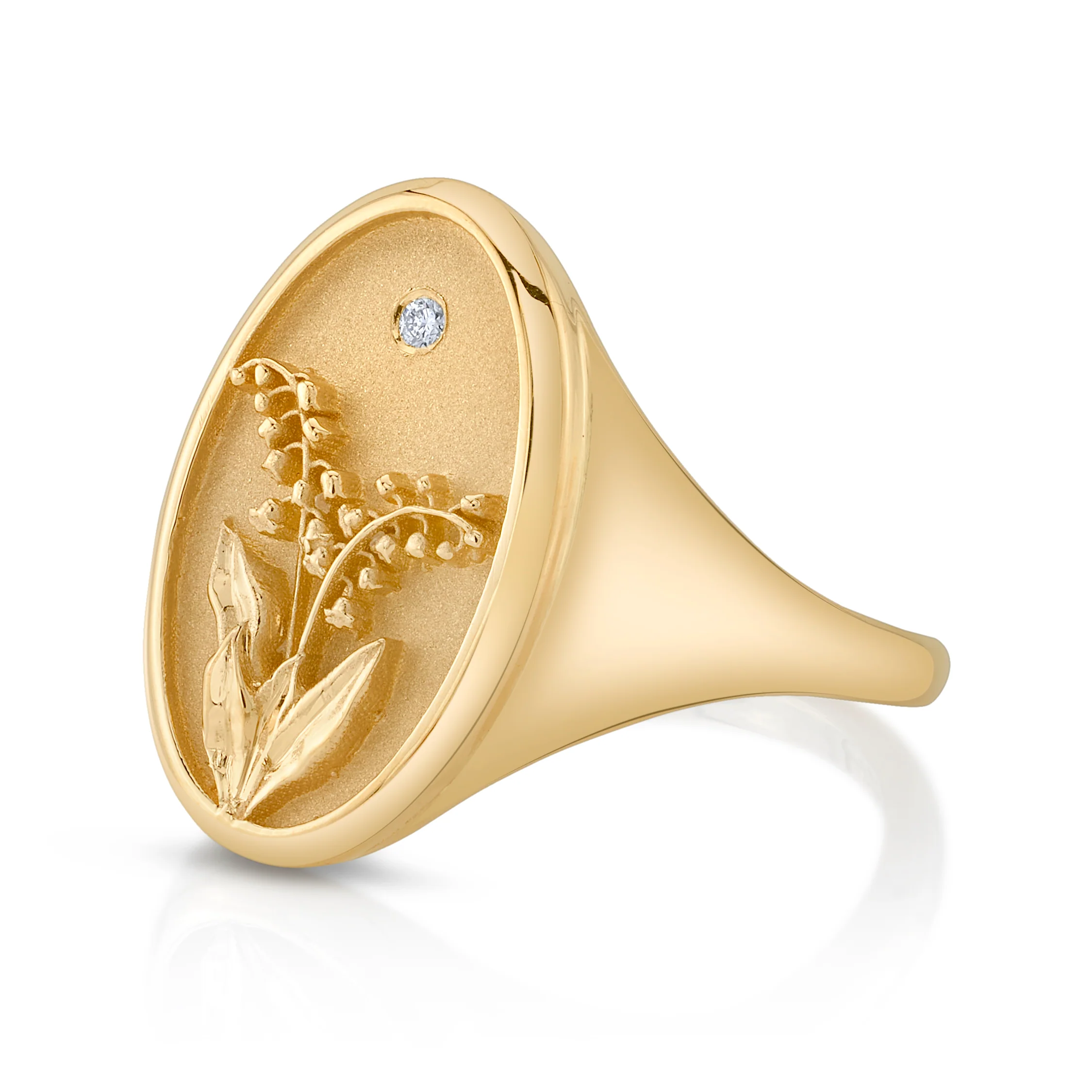 May Birth Flower Signet Ring - Image 4