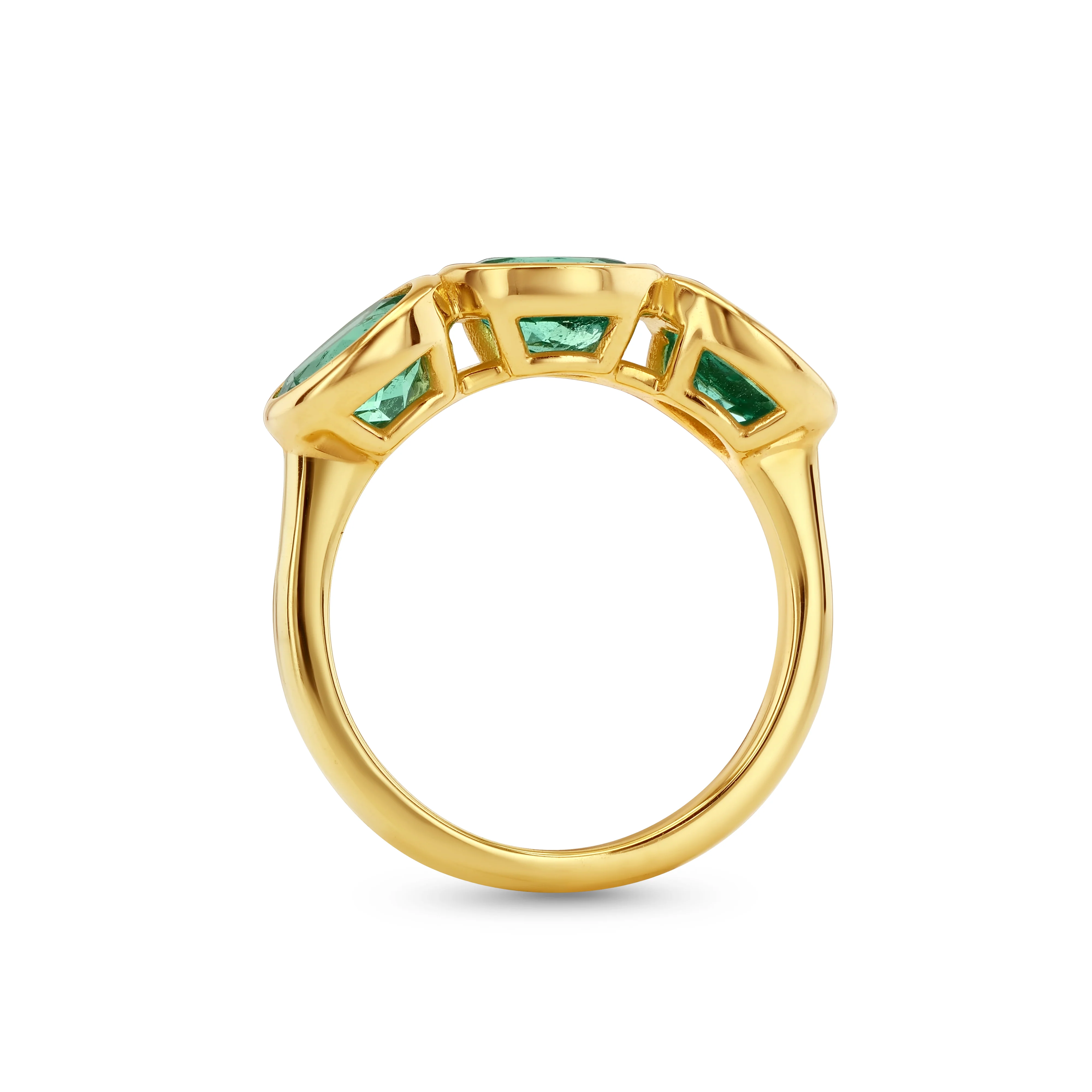 Muzo Emerald Three Stone 14k Gold Ring - Image 2
