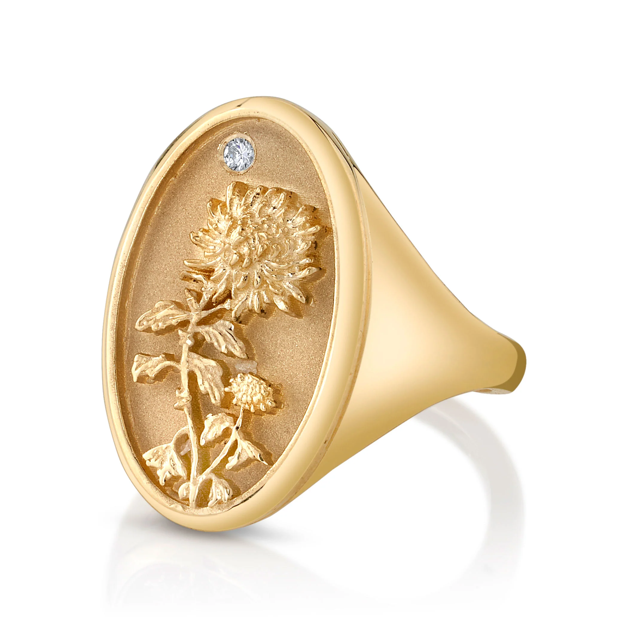 November Birth Flower Signet Ring - Image 2