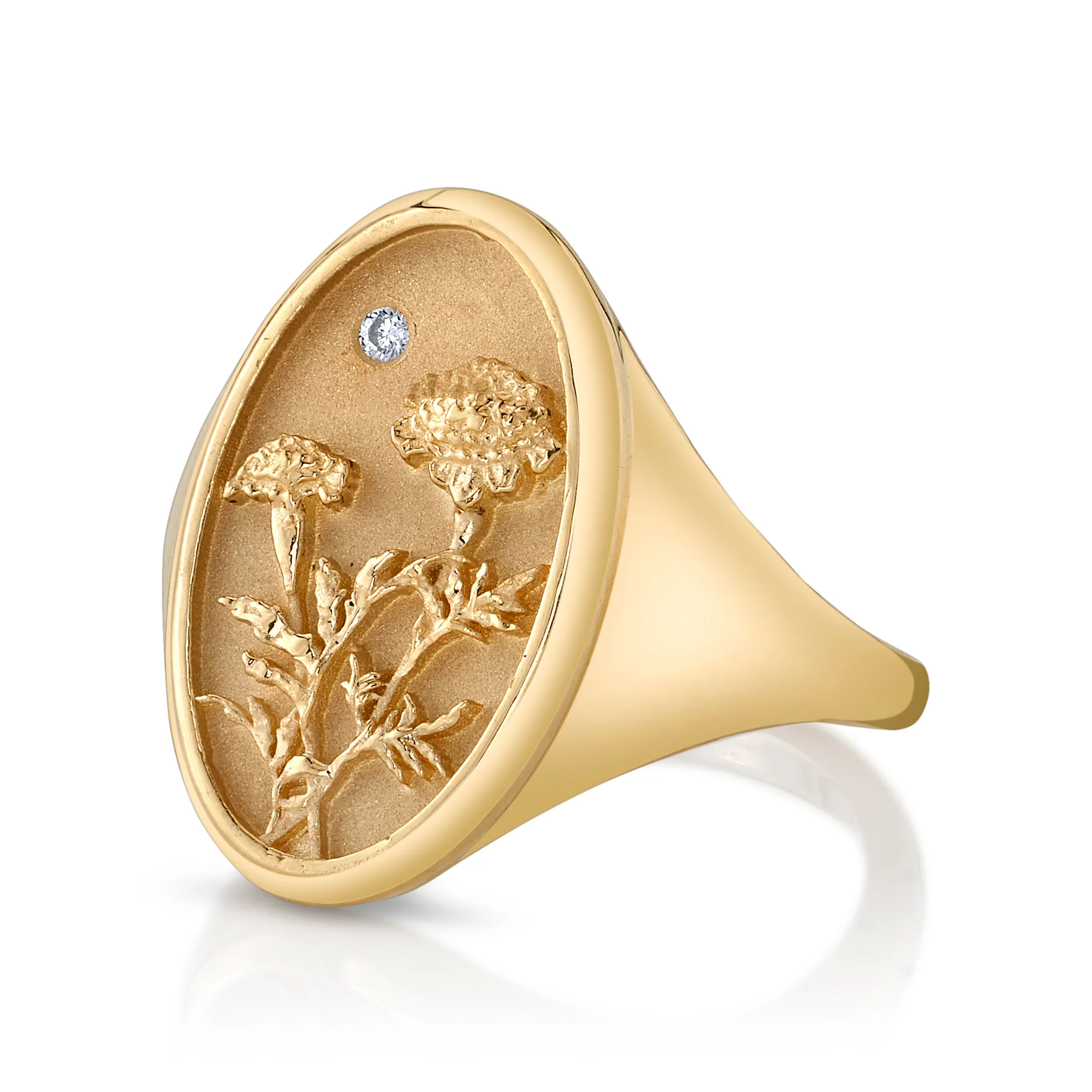 October Birth Flower Signet Ring - Image 2