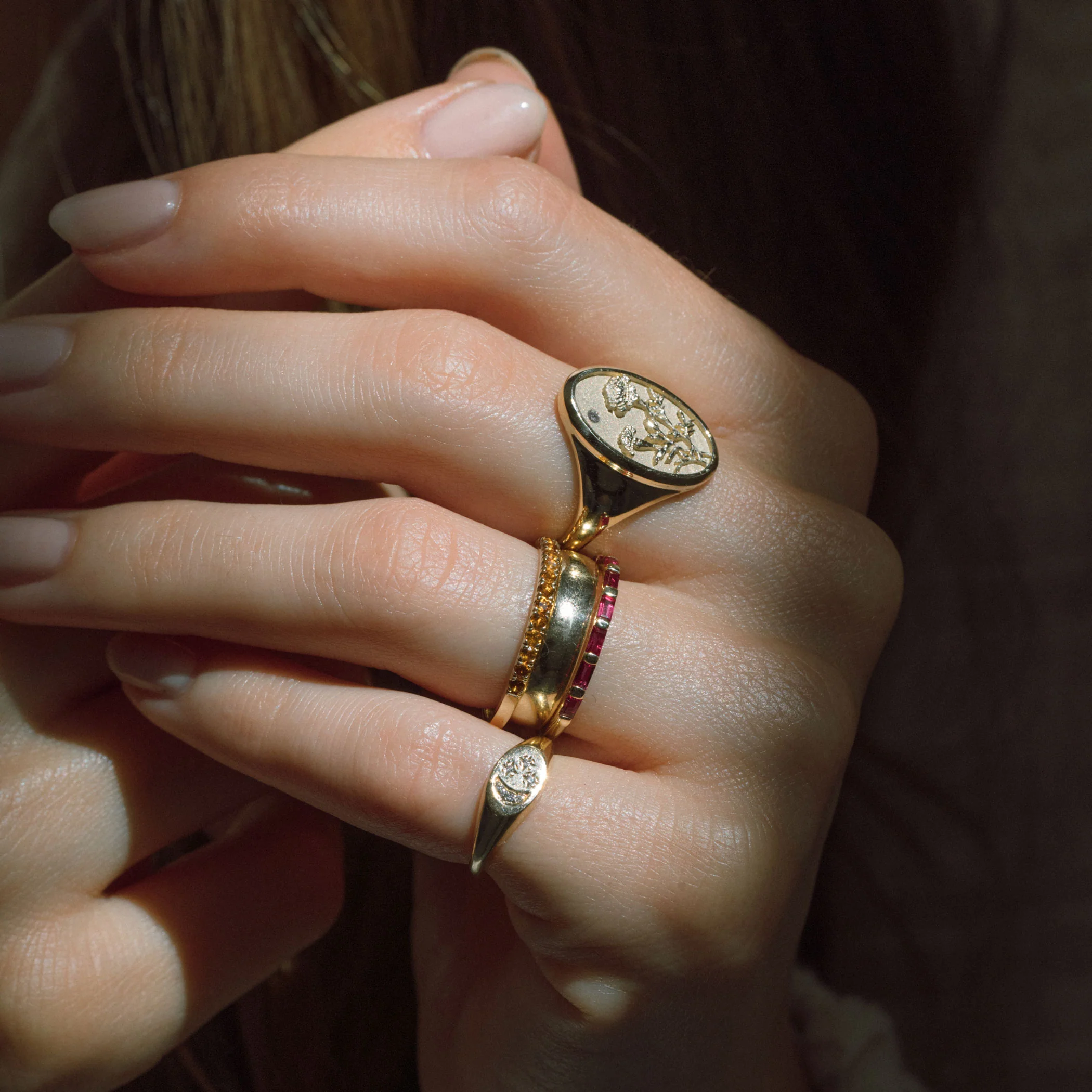 October Birth Flower Signet Ring - Image 3