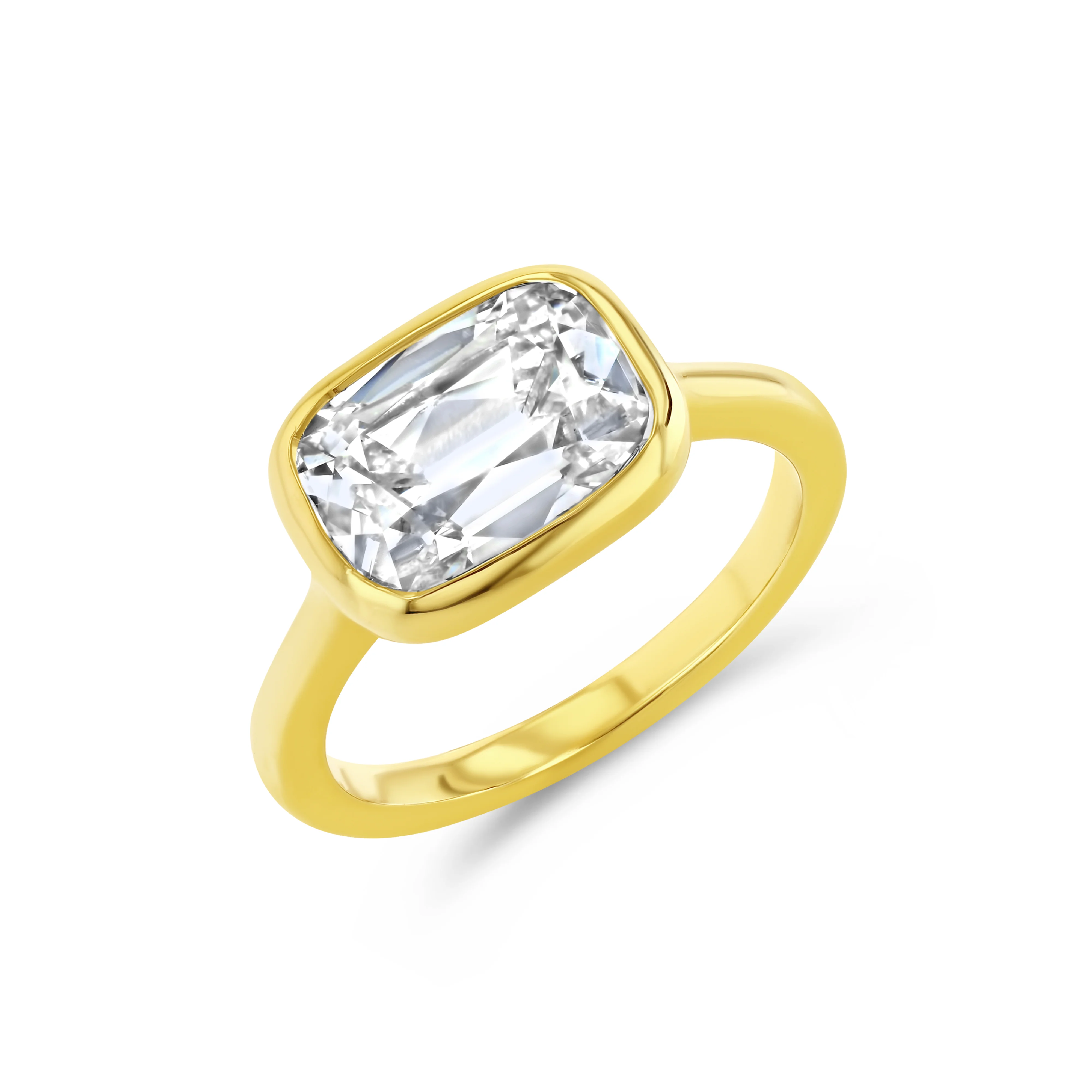 OLD MINE CUT LAB DIAMOND BEZEL RING