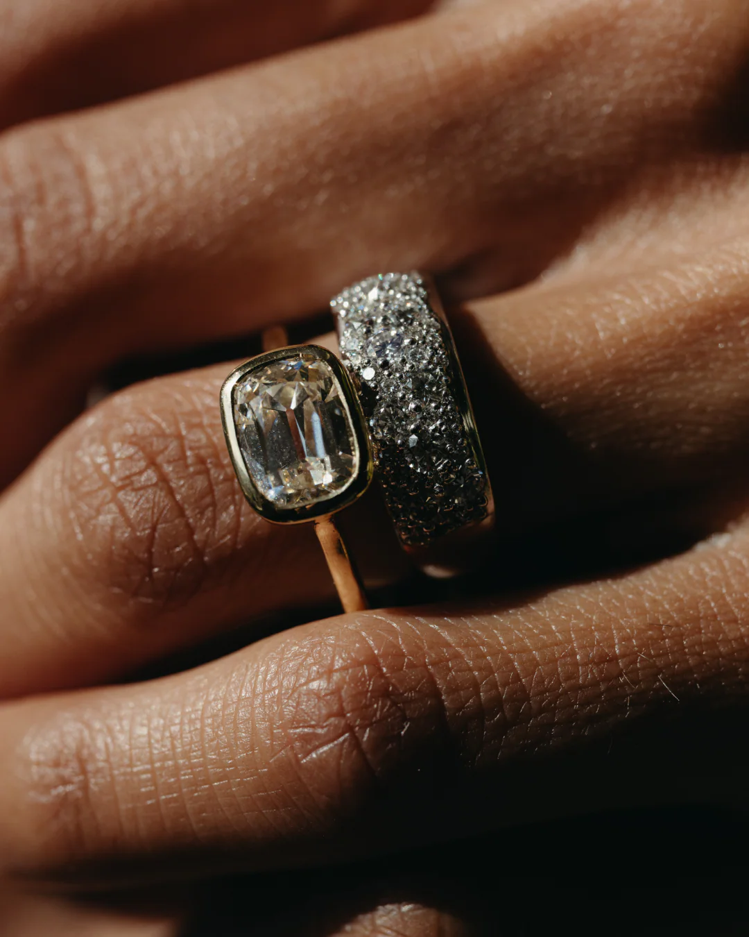 OLD MINE CUT LAB DIAMOND BEZEL RING - Image 3