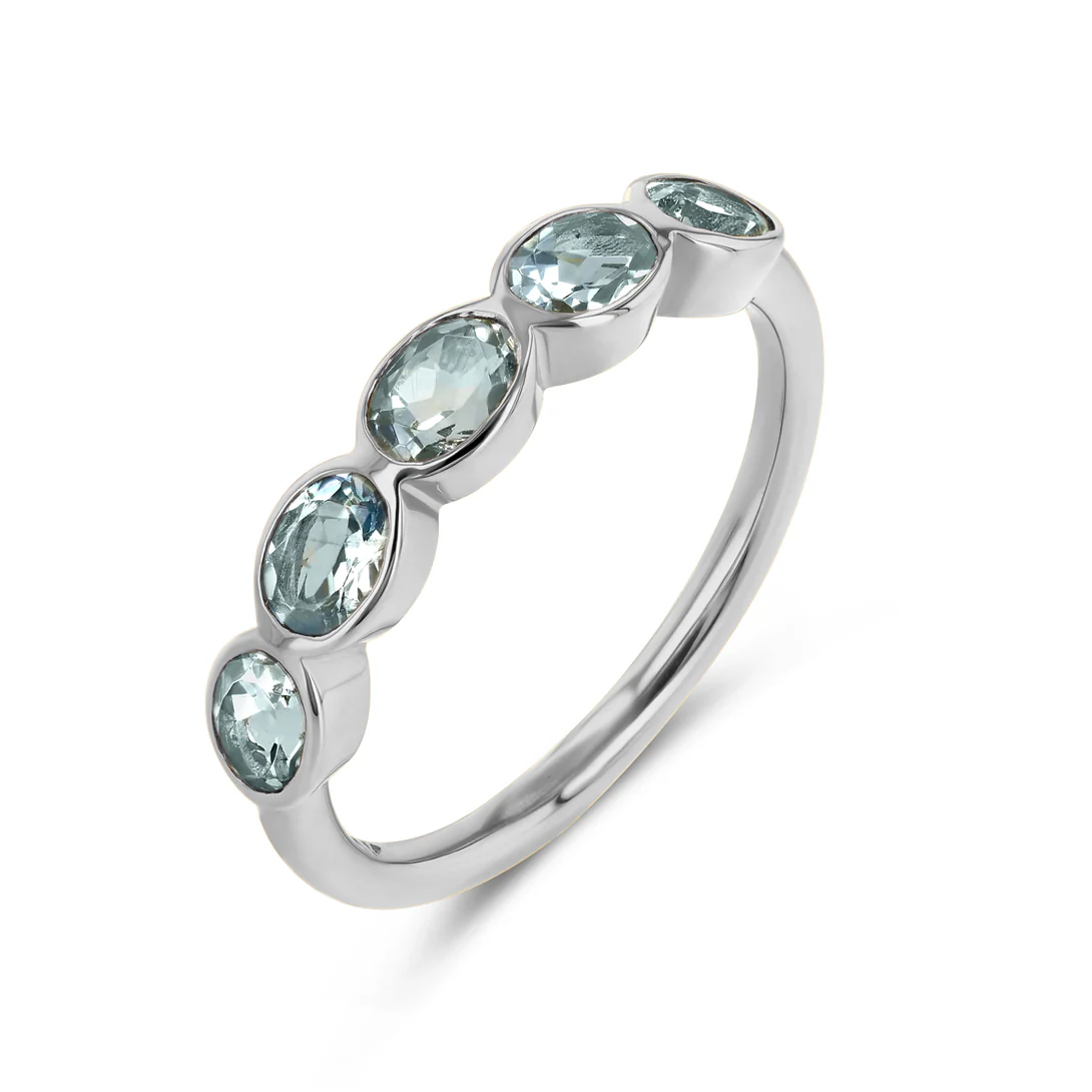Aquamarine Oval Bezel Ring - Image 4