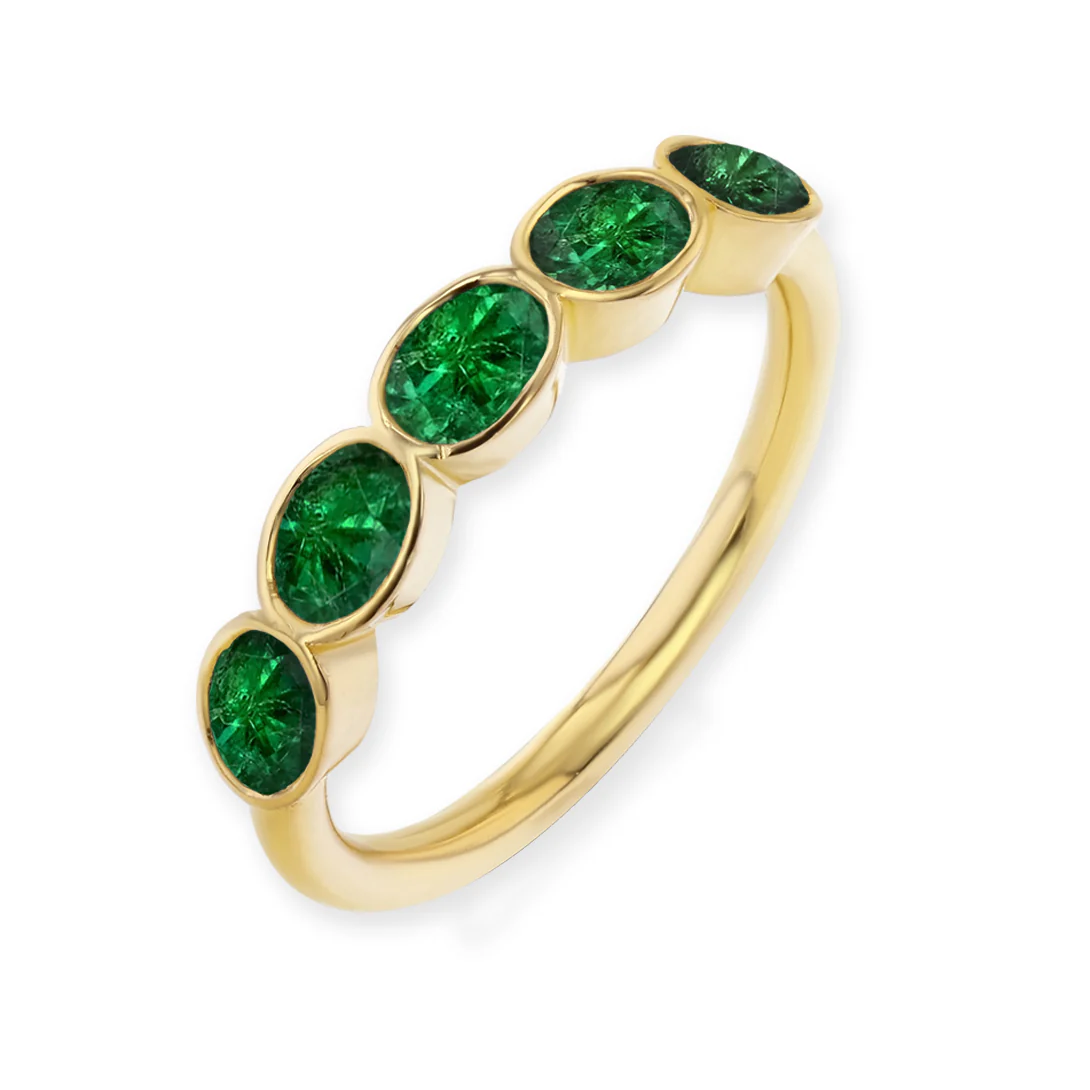 Emerald Oval Bezel Ring
