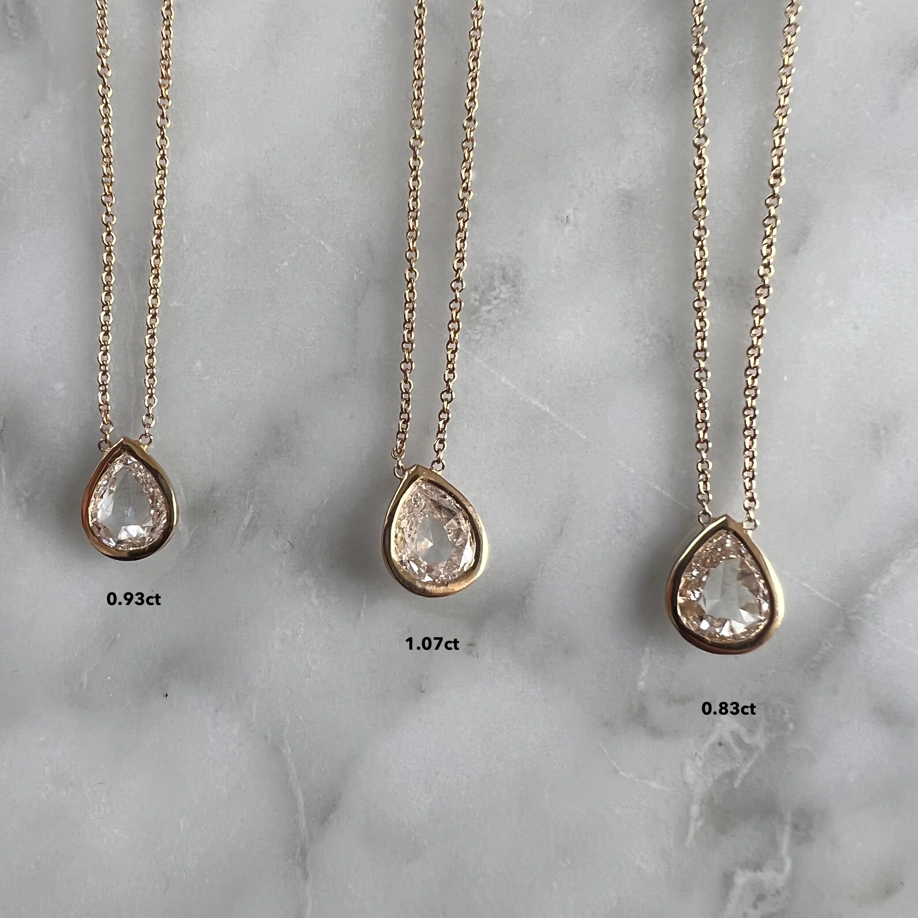 Rose Cut Diamond Pear Necklace - Image 5