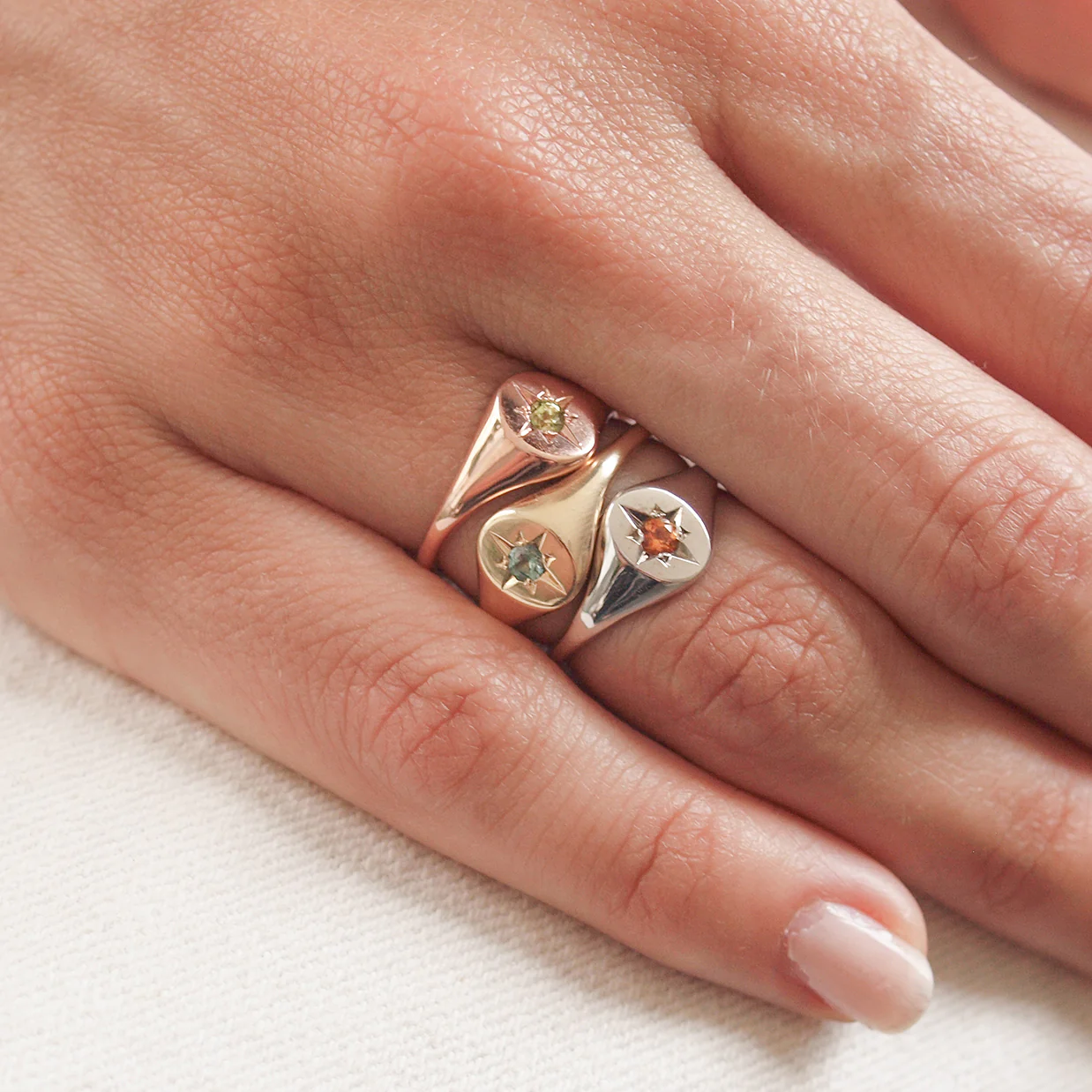 Peridot North Star Signet Ring - Image 2