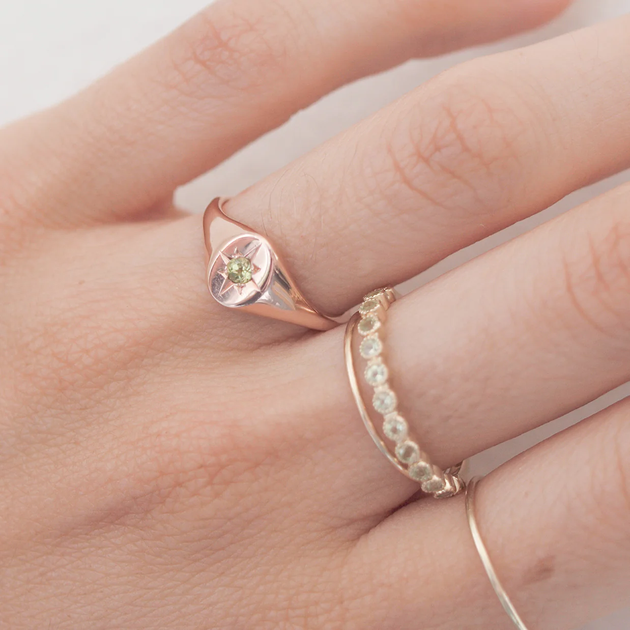Peridot North Star Signet Ring - Image 5