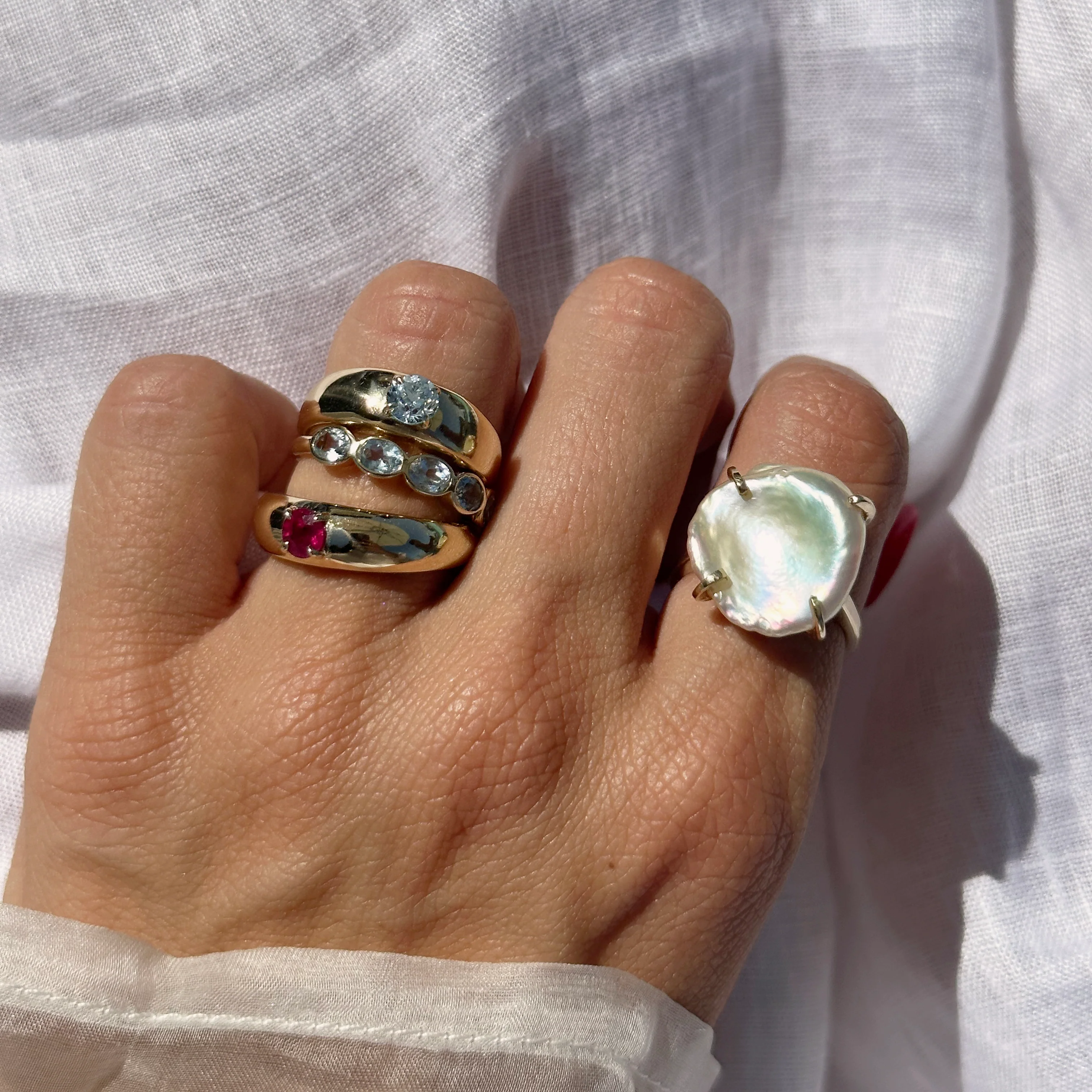 Aquamarine Petite Cloud Ring - Image 3