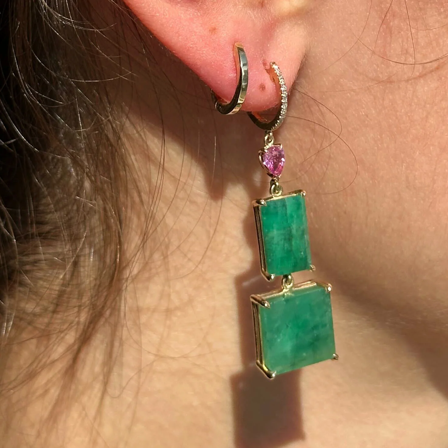 Pink Sapphire & Emerald Drops - Image 2