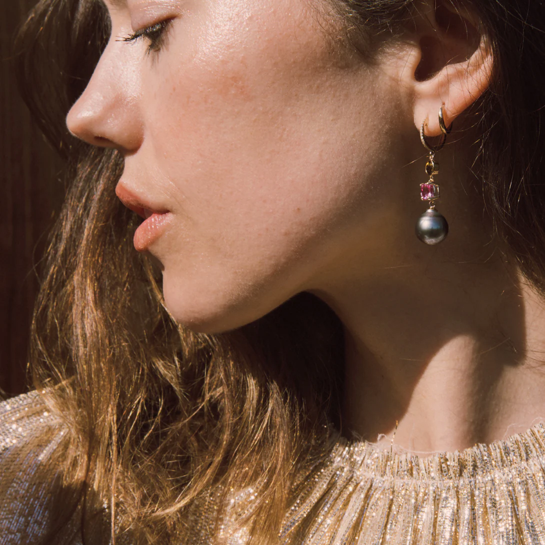 Pink Sapphire, Sphene, Tahitian Pearl Drops - Image 2