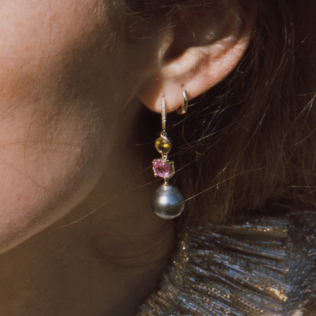 Pink Sapphire, Sphene, Tahitian Pearl Drops - Image 3