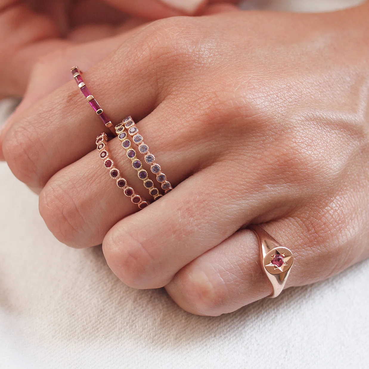 Pink Tourmaline North Star Signet Ring - Image 6