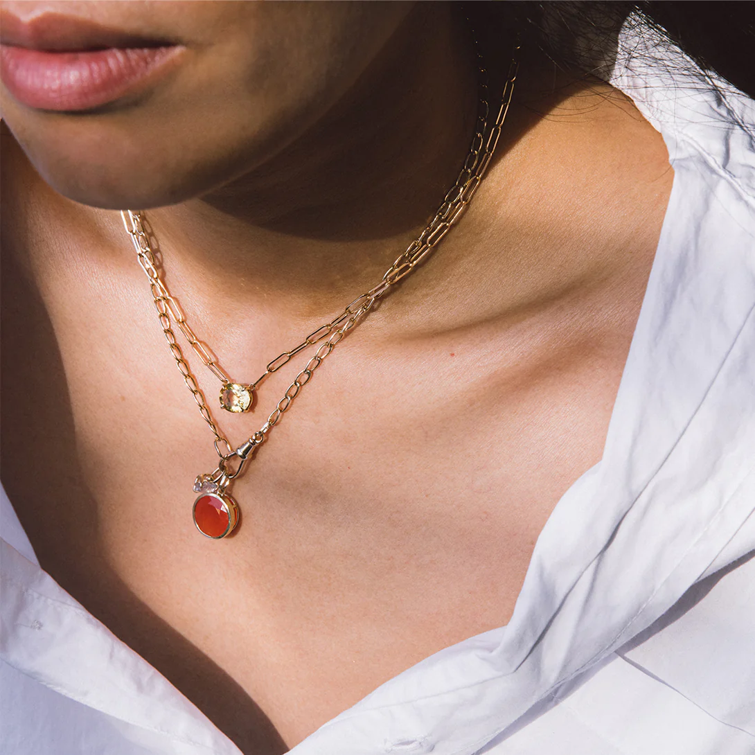 Round Carnelian Bezel Set Charm - Image 2