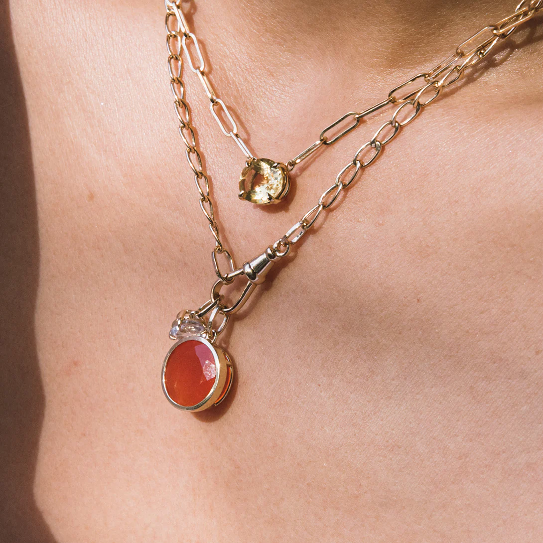 Round Carnelian Bezel Set Charm - Image 3