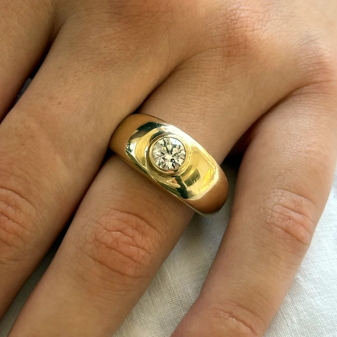 Round Diamond Bezel Cloud Ring - Image 2