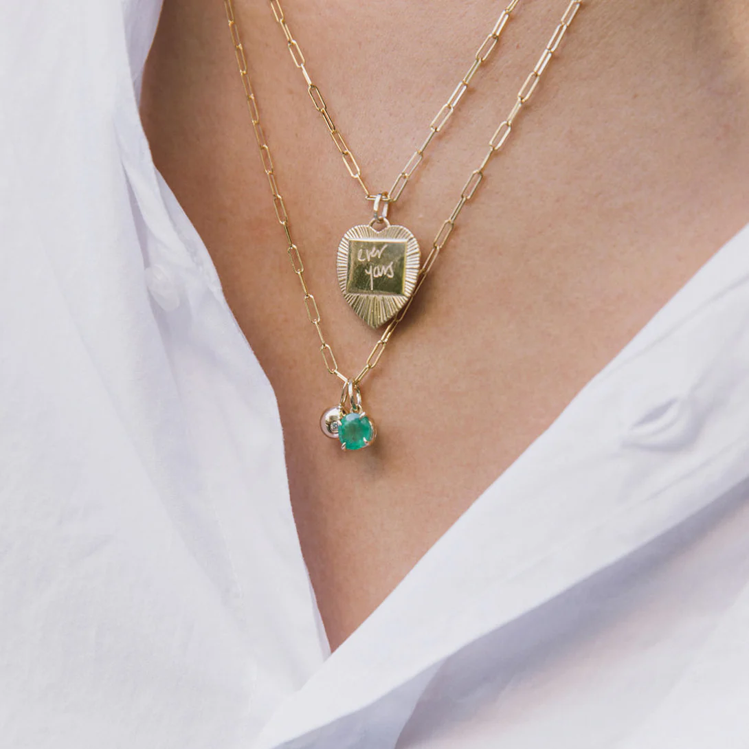 Round Emerald Prong Set Charm - Image 3