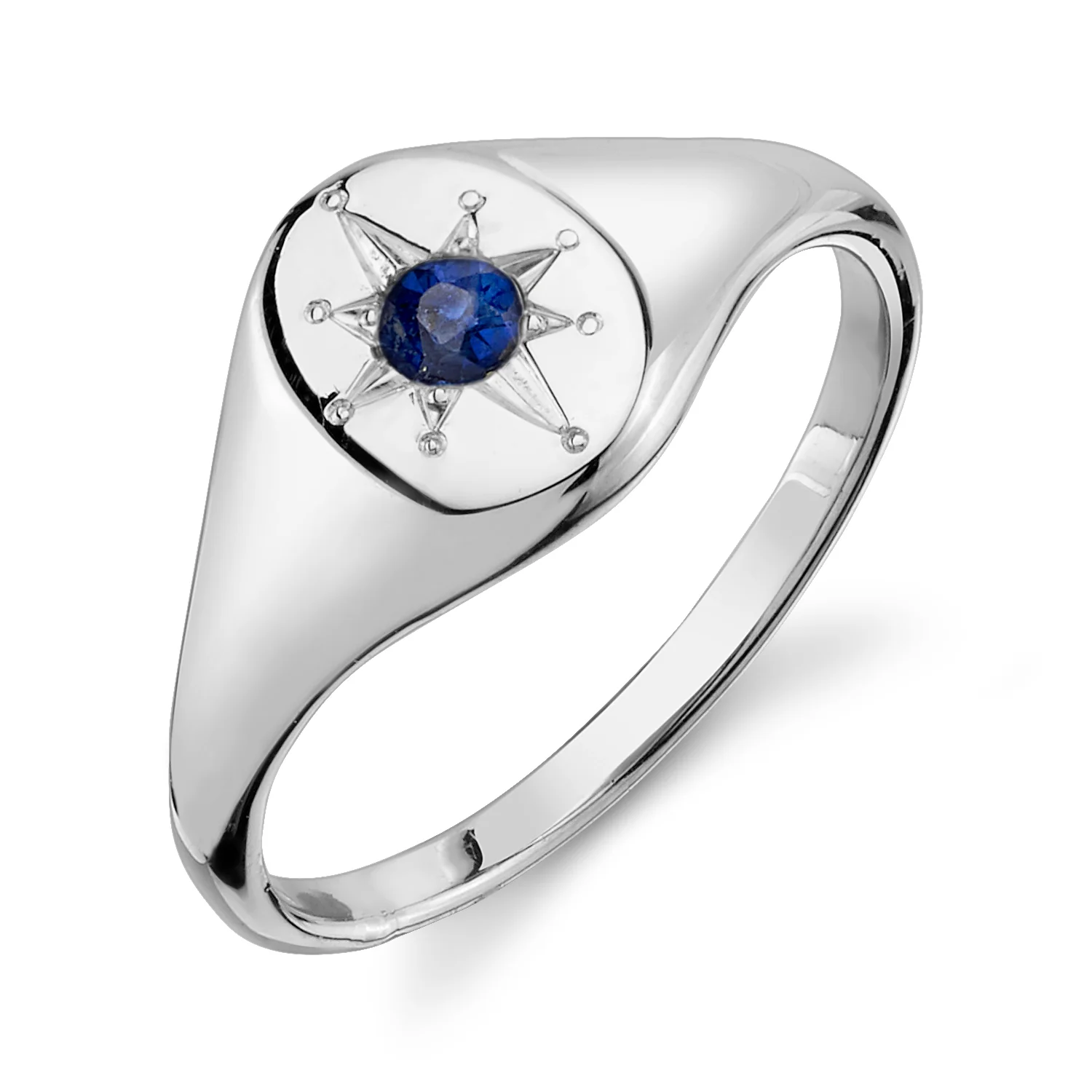 Sapphire North Star Signet Ring - Image 4