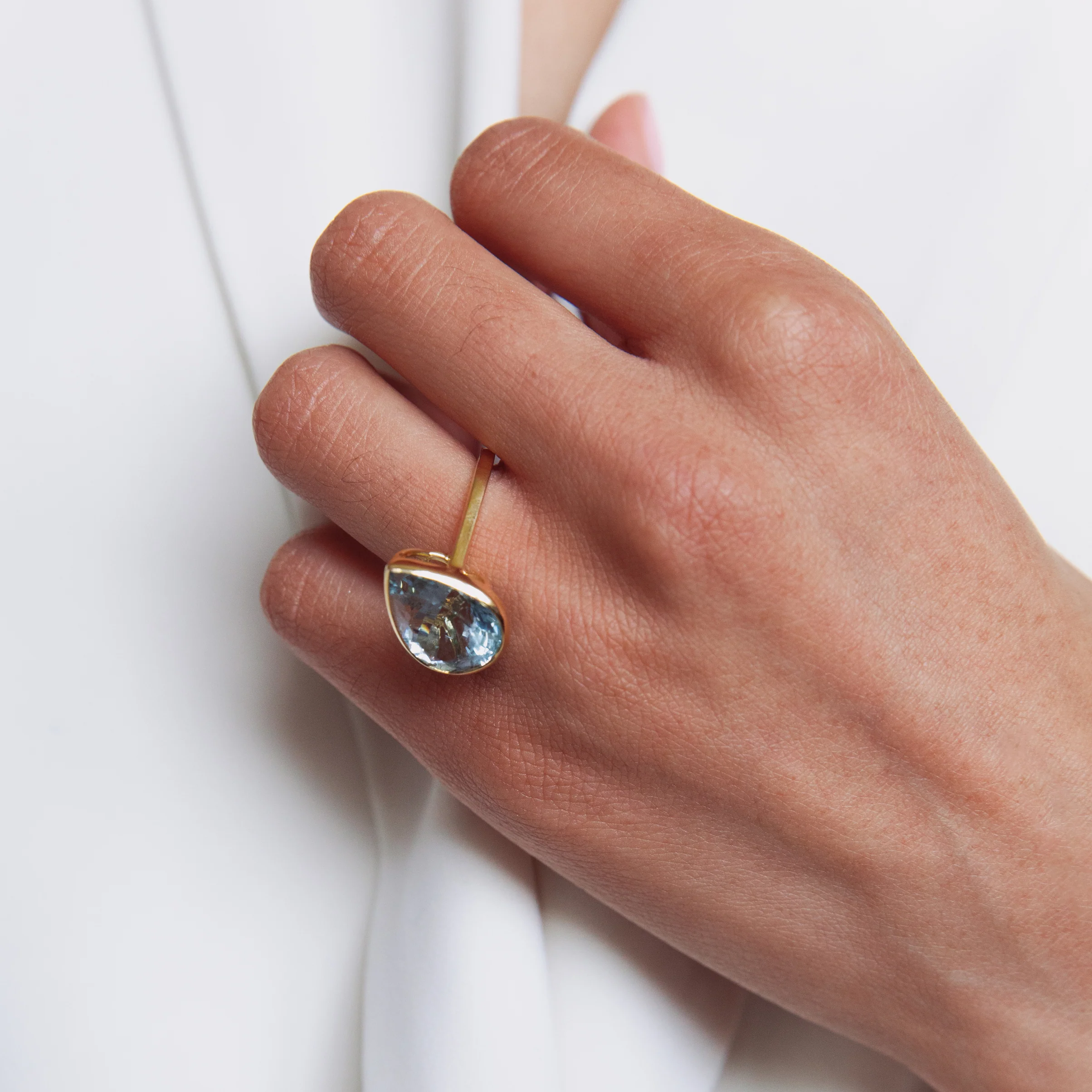 Tilted Pear Aquamarine Ring - Image 4