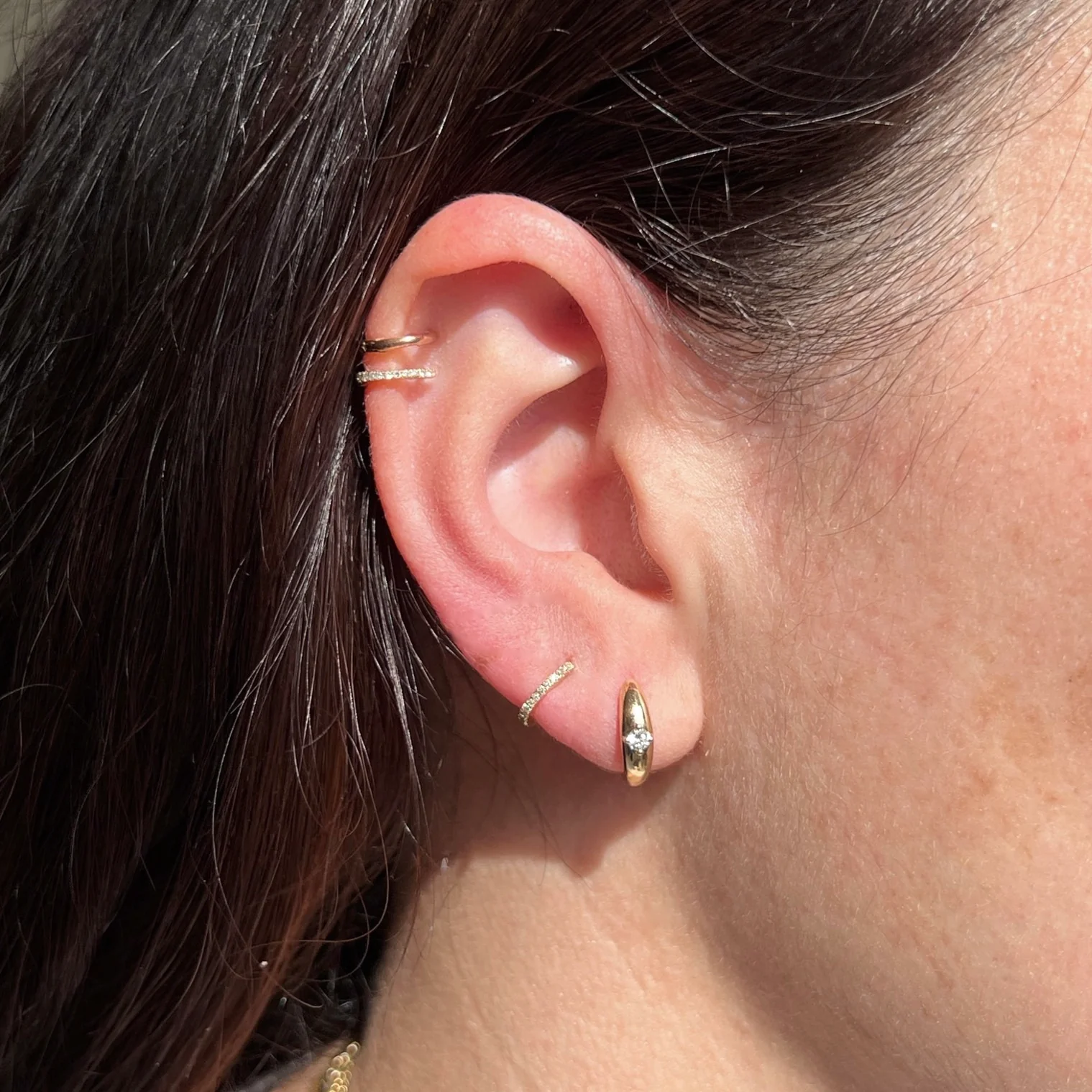 Tiny Diamond Cartilage Hoops - Image 3