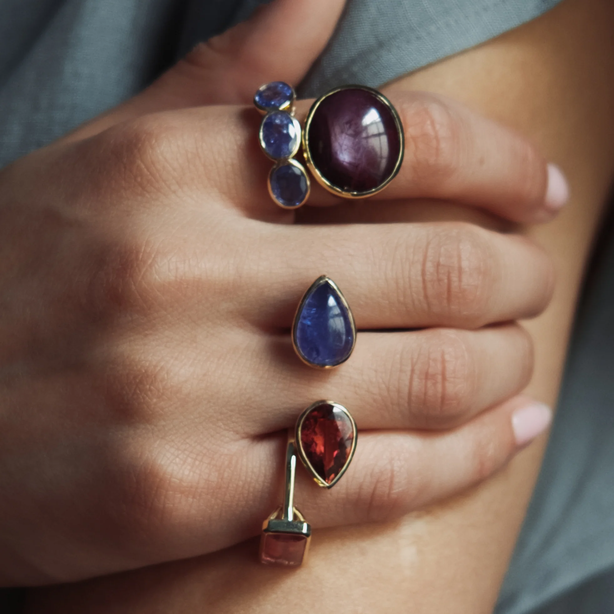 Tourmaline & Tanzanite Deux Cœurs Ring - Image 2