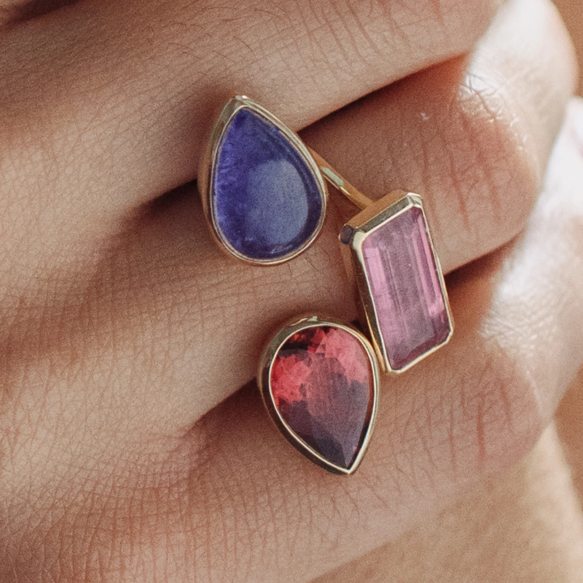 Tourmaline & Tanzanite Deux Cœurs Ring - Image 3