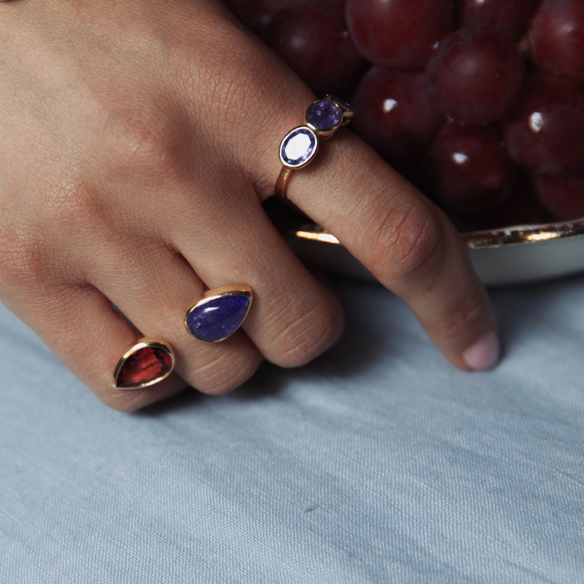 Tourmaline & Tanzanite Deux Cœurs Ring - Image 4
